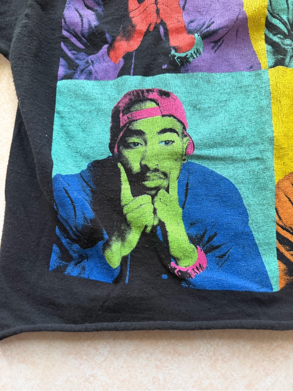 Poetic Justice Tupac Shakur Pop Art Cropped Graphic Tee Black Small 90’s Vibes - Picture 6 of 9